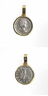 Gold Pendant with Silver Denarius of Emperor Geta, 209 CE - 212 CE