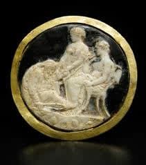Roman Glass Cameo Pendant (Priam and Achilles), 100 BCE - 100 CE