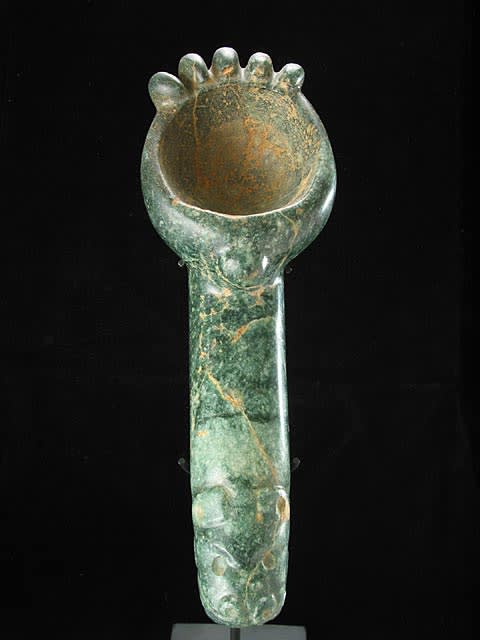 Atlantic Watershed Jade Phallic Ceremonial Spoon, 100 CE - 500 CE