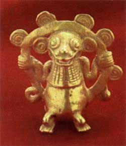 Gold Bell Pendant in the Form of a Monkey, 500 CE - 1550 CE