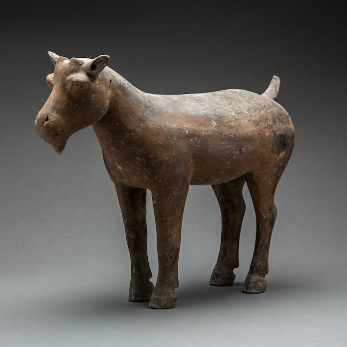 Pair of Han Terracotta Goat Sculptures, 206 BCE - 220 CE