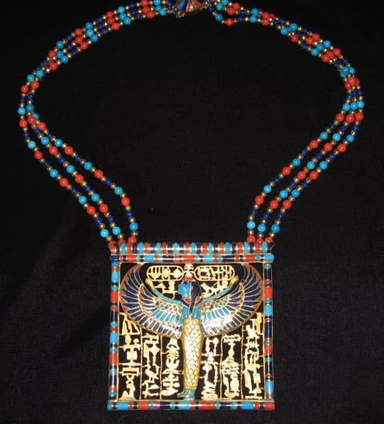 Gold, Lapis, Carnelian, and Turquoise Nut Pectoral Necklace, 20th Century CE