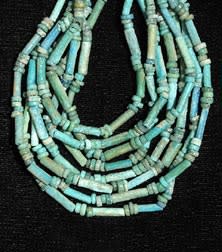 Necklace Of Egyptian Faience Beads & Silver Clasp, 1600 BCE - 1100 BCE