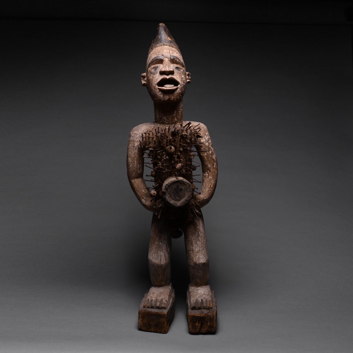 Kongo Wooden Nkisi Nkondi Sculpture, 20th Century CE