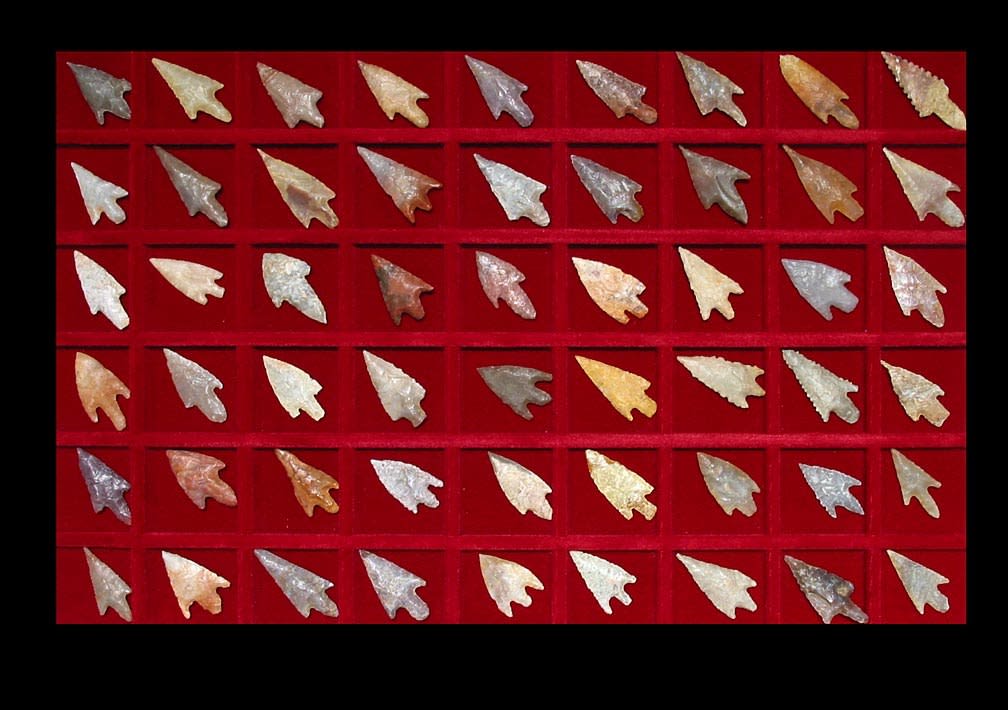 Set of Fifty-Four Neolithic Flint Arrowheads, 6000 BCE - 4000 BCE