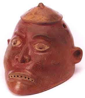 Redware Trophy Head, 300 BCE - 300 CE