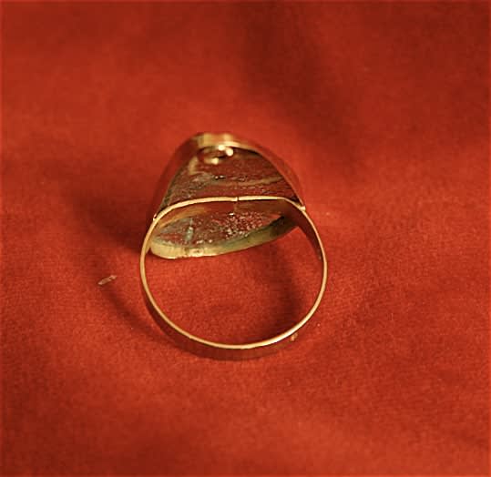 Roman Glass Fragment Set in Ring, 100 CE - 300 CE