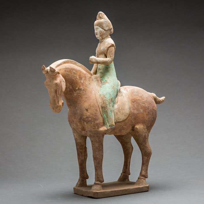 Tang Processional Set of Eight Polychrome Horse and Riders, 618 CE - 906 CE