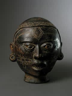 Guanacaste-Nicoya Blackware Trophy Head, 500 CE - 1000 CE