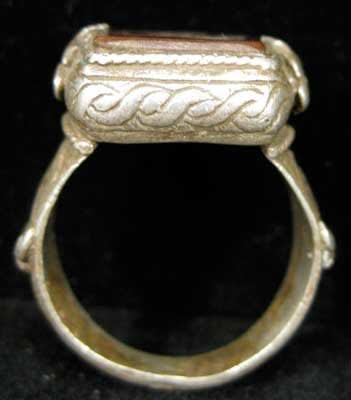 Carnelian Seal of a Horse Set in a Silver Ring