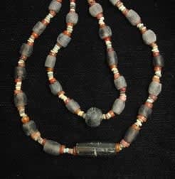 Carnelian, Brown Quartz, and Faience Bead Necklace, 3300 BCE - 1300 BCE
