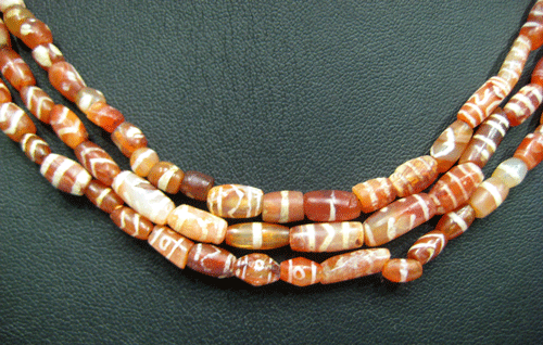 Painted Carnelian Bead Necklace, 3000 BCE - 1500 BCE