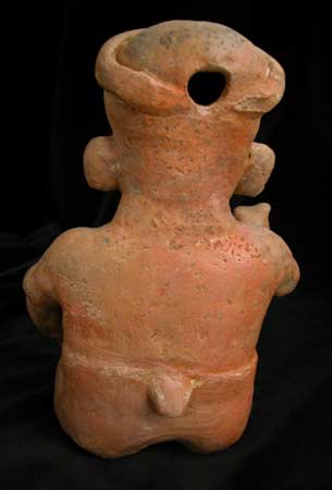San Sebastián Style Nayarit Terracotta Sculpture of a Seated Man, 300 BCE - 300 CE