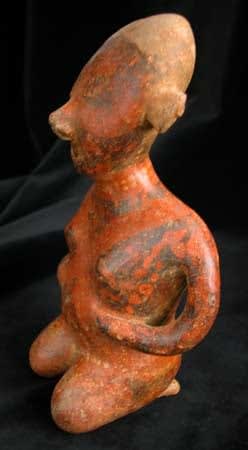 Chinesco Style (Type C) Nayarit Terracotta Sculpture of a Kneeling Man, 300 BCE - 300 CE