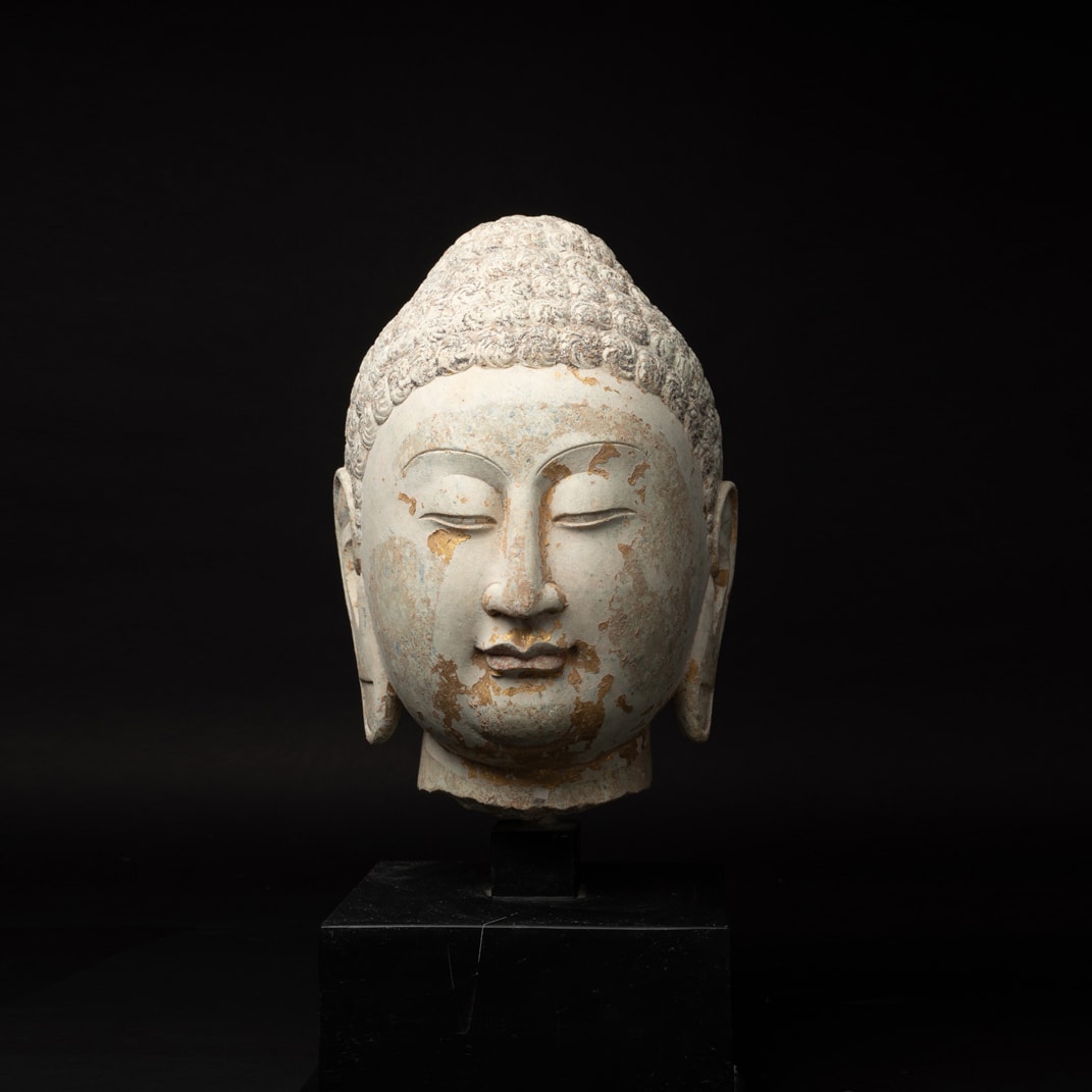 Northern Dynasties Stone Head of a Buddha, 386 CE - 577 CE