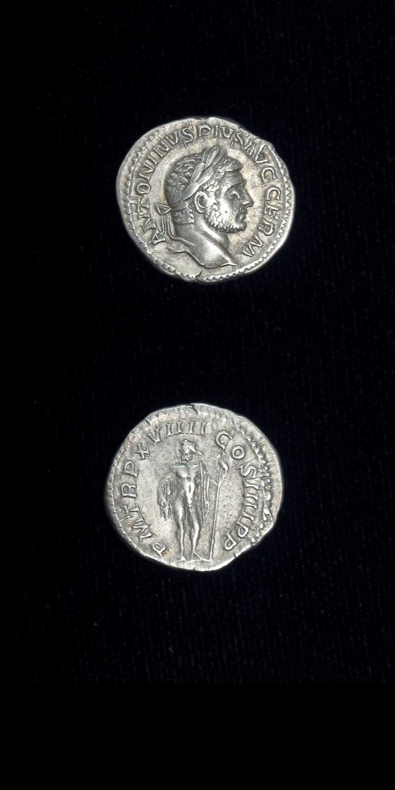 Silver Denarius of Emperor Caracalla, 213 CE - 217 CE