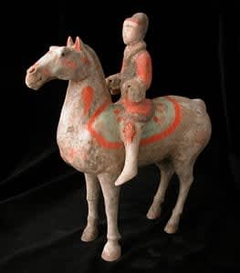 Han Polychrome Horse and Rider, 206 BCE - 220 CE