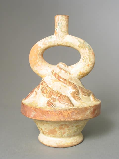 Moche Stirrup Vessel with Four Lizards, 1 CE - 300 CE
