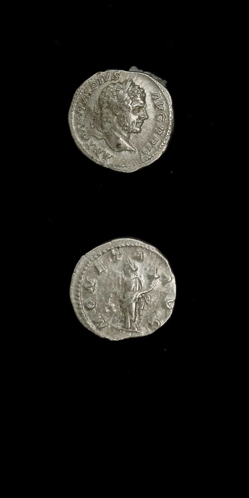 Silver Denarius of Emperor Caracalla, 210 CE - 213 CE