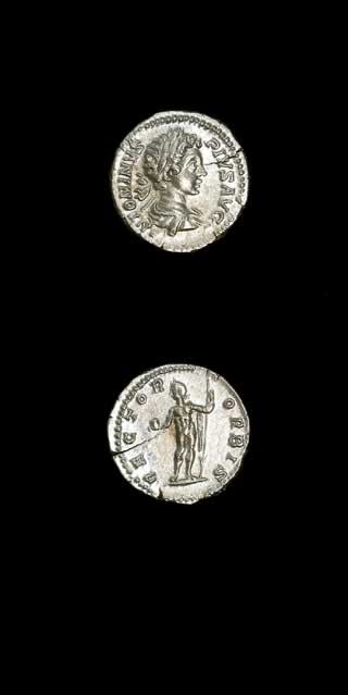Silver Denarius of Emperor Caracalla, 200 CE - 210 CE