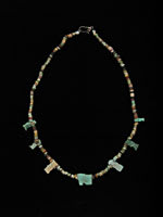 Egyptian Faience Bead Necklace With Amulets, 1900 BCE - 1100 BCE