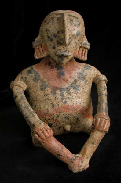 San Juanito Style Jalisco Terracotta Sculpture of a Seated Man, 300 BCE - 300 CE