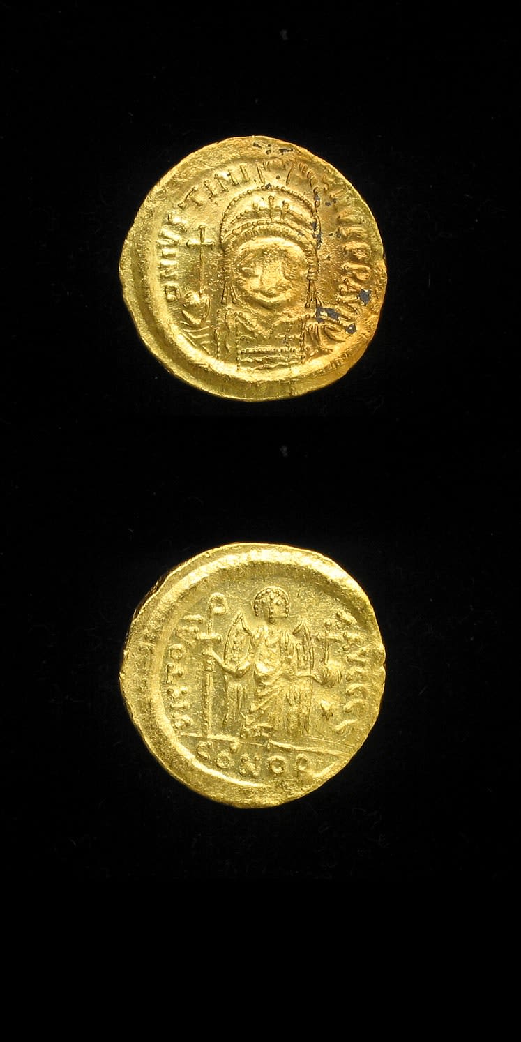 Byzantine Gold Solidus of Emperor Justinian I, 527 CE - 565 CE