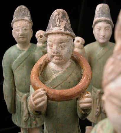 Set of Nine Ming Glazed and Painted Terracotta Attendants, 1368 CE - 1644 CE