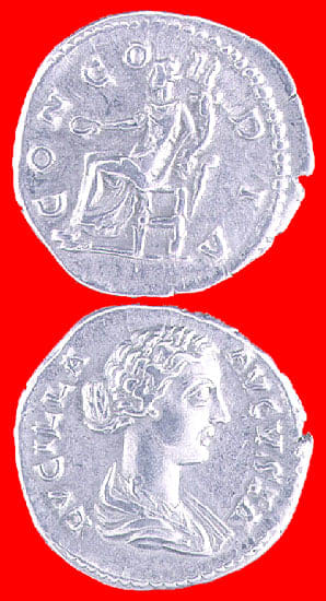 Silver Denarius of Empress Lucilla, 161 CE - 169 CE