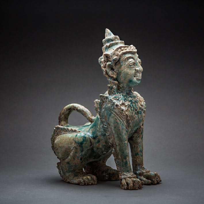 Khmer Glazed Terracotta Sphinx, 1200 CE - 1400 CE