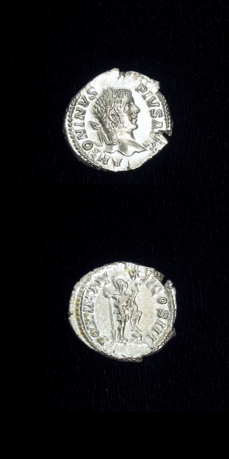 Silver Denarius of Emperor Caracalla, 200 CE - 210 CE