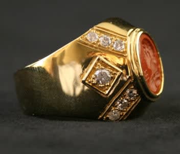 Gold Ring Featuring a Roman Red Jasper Intaglio of Emperor Elagabalus, 218 CE - 222 CE