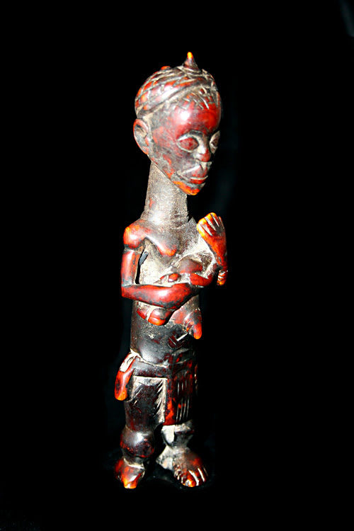 Lulua Ivory Sculpture of a Mother Holding a Child, 1800 CE - 1900 CE