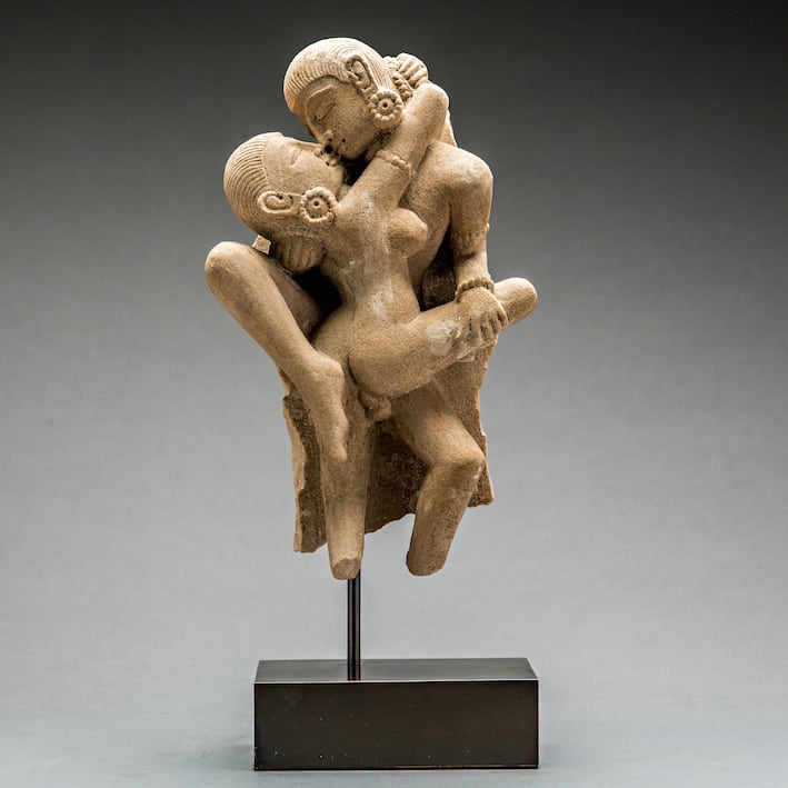 Fragment from a Temple Depicting a Karma Sutra Scene, 300 CE - 600 CE