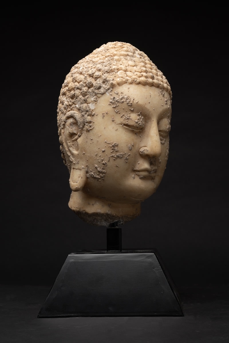 Northern Qi or Sui Marble Head of a Buddha, 550 CE - 618 CE