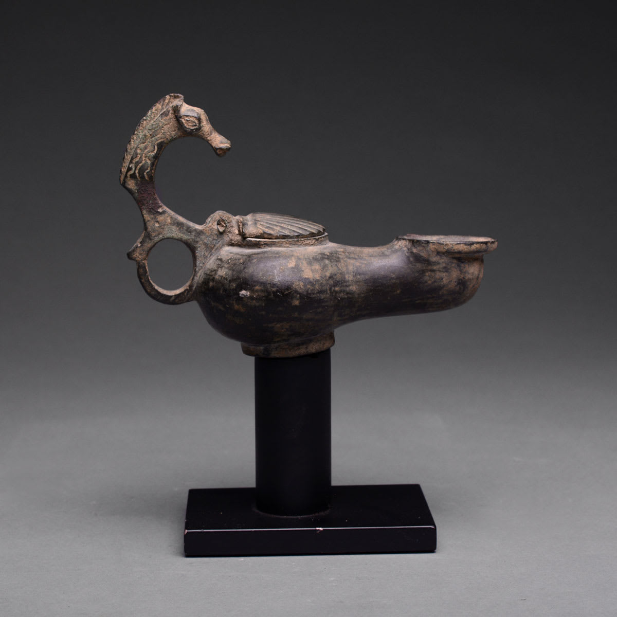 Roman/Byzantine Bronze Oil Lamp, 400 CE - 600 CE