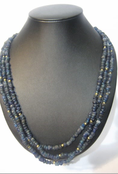 Dark Blue and Gold Beaded Necklace, 100 CE - 1200 CE