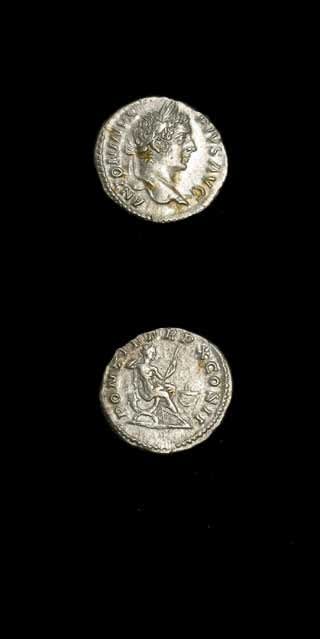 Silver Denarius of Emperor Caracalla, 200 CE - 210 CE