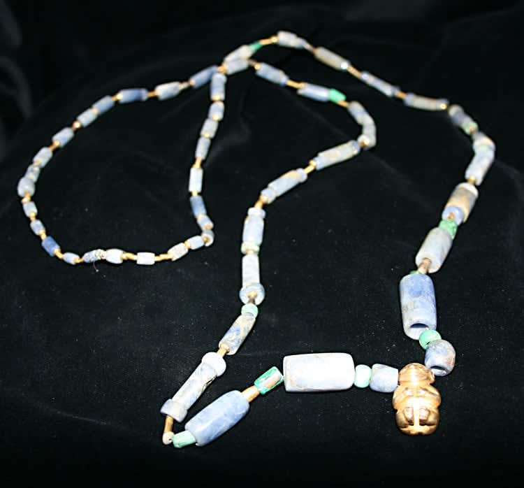 Beaded Necklace with Gold Pendant, 300 CE - 1000 CE
