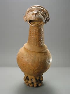Cameroonian Terracotta Vessel with a Monkey-Headed Lid, 19th Century CE - 20th Century CE