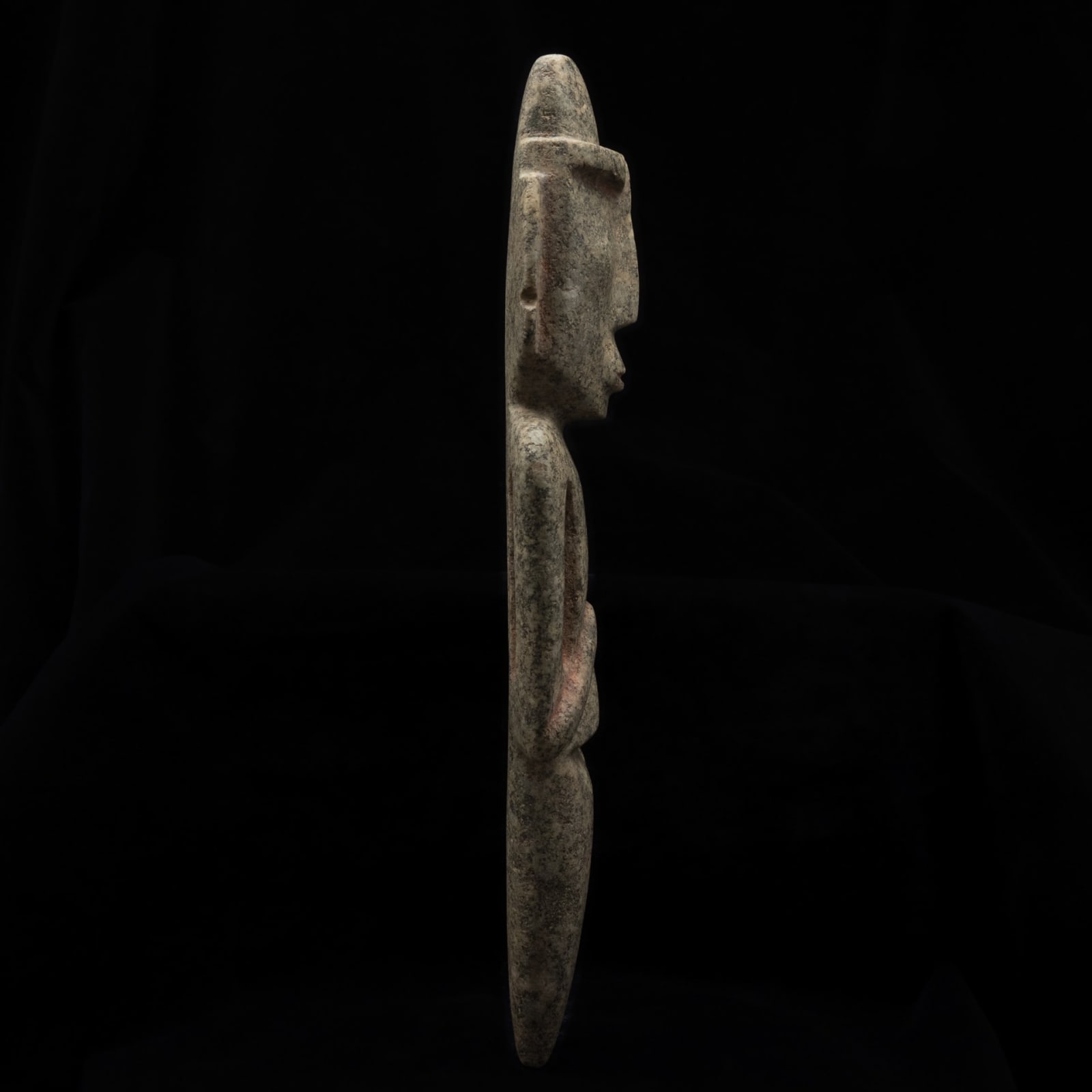 Grey-green Carved Serpentine Schist Standing Mezcala Anthropomorphic Figure (M14 Type), 300 BCE - 300 CE