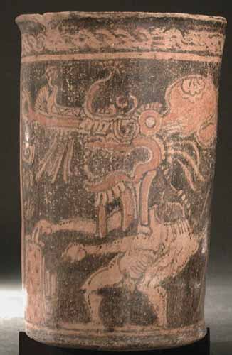 Mayan Cylindrical Vessel, 6th Century CE - 9th Century CE
