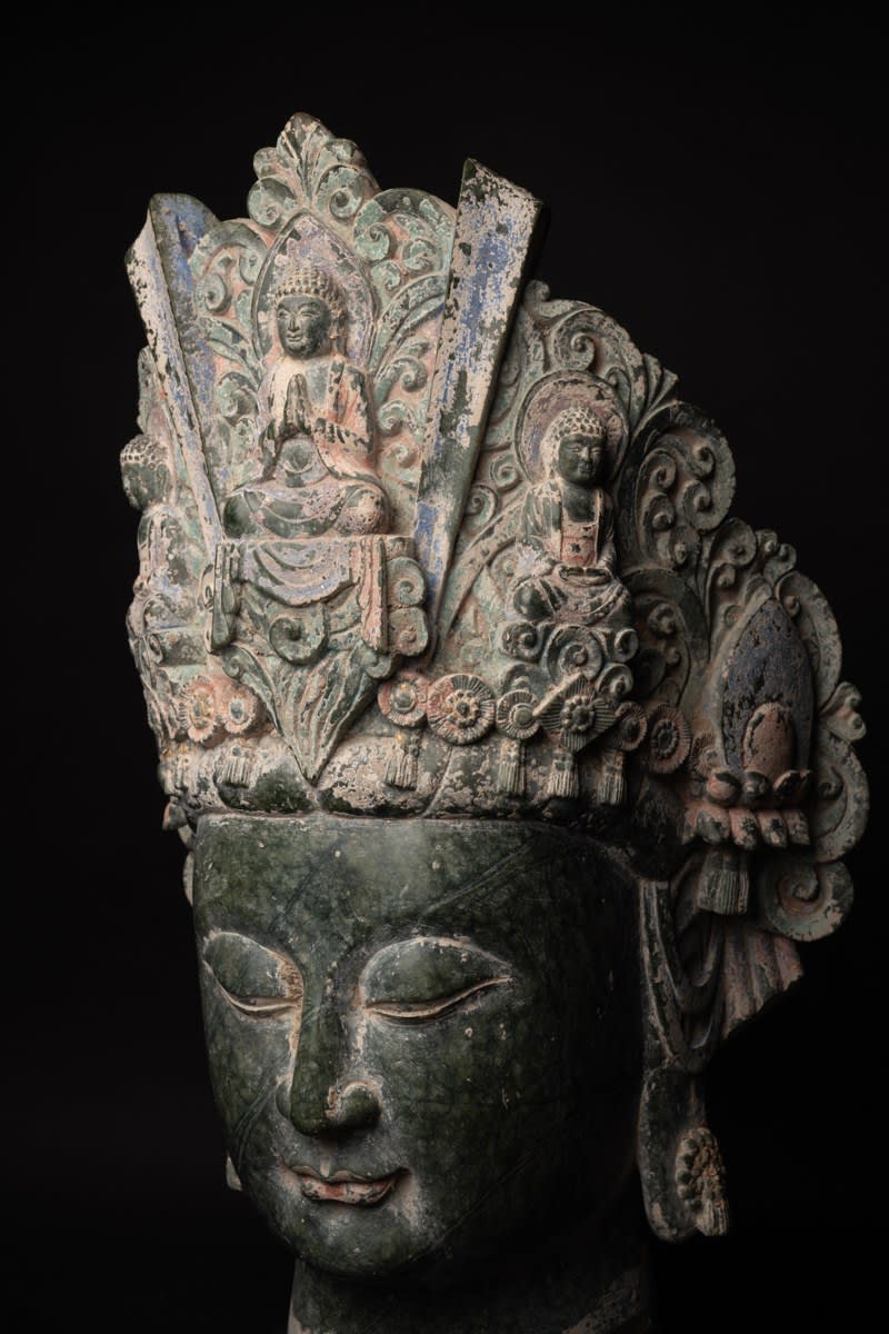 Sui Serpentine Marble Head of a Bodhisattva, 581 CE - 618 CE