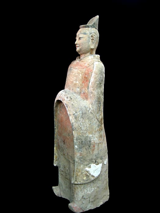 A Pair of Northern Qi Painted Pottery Officials, 550 CE - 577 CE