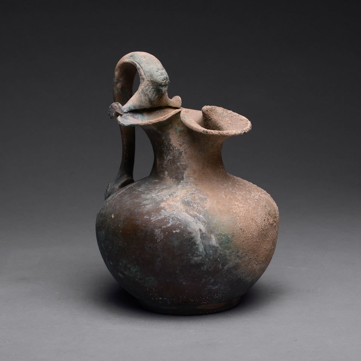 Greek Bronze Trefoil Lipped Oinochoe, 400 Century BCE - 300 BCE