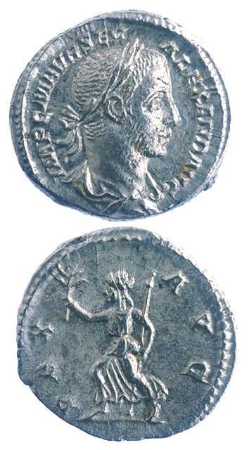 Silver Denarius of Emperor Severus Alexander, 222 CE - 228 CE