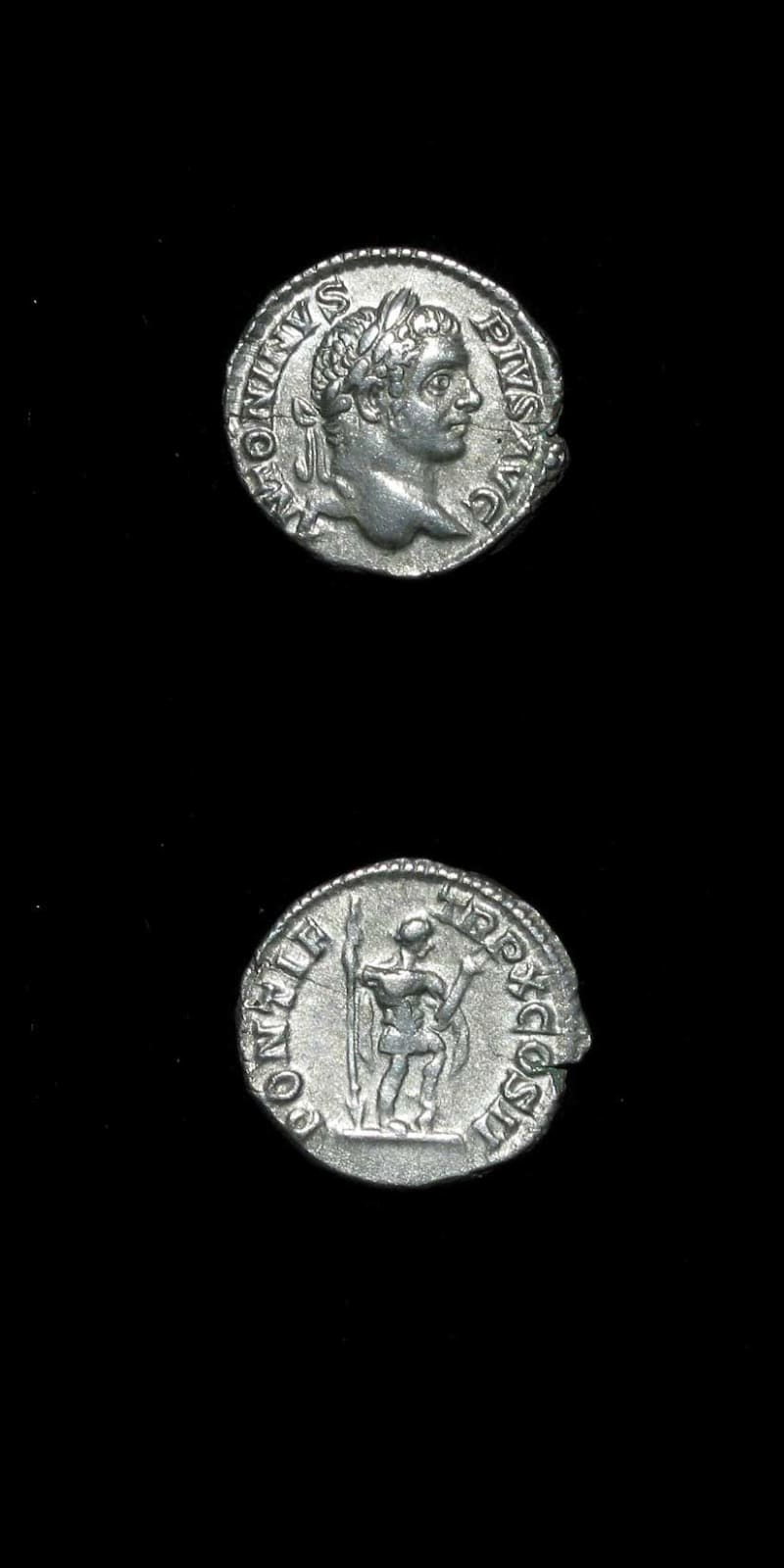 Silver Denarius of Emperor Caracalla, 200 CE - 210 CE