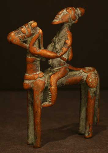 African Art / Dogon Bronze Horse and Rider, 20th Century CE
