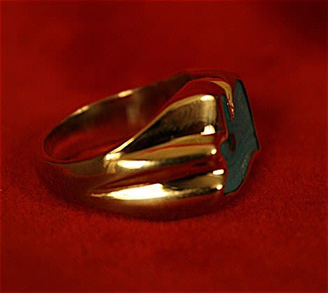 Gold Ring with Faience Eye of Horus Amulet, 1600 BCE - 1100 BCE