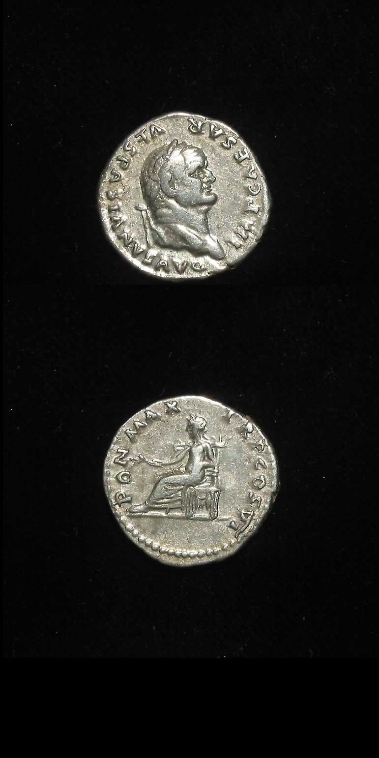 Silver Denarius of Emperor Vespasian, 69 CE - 79 CE